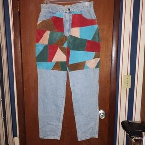 Vintage 80's Blue Creek Denim Suede / Patch Work Jeans  GUC. Size 18 OBO